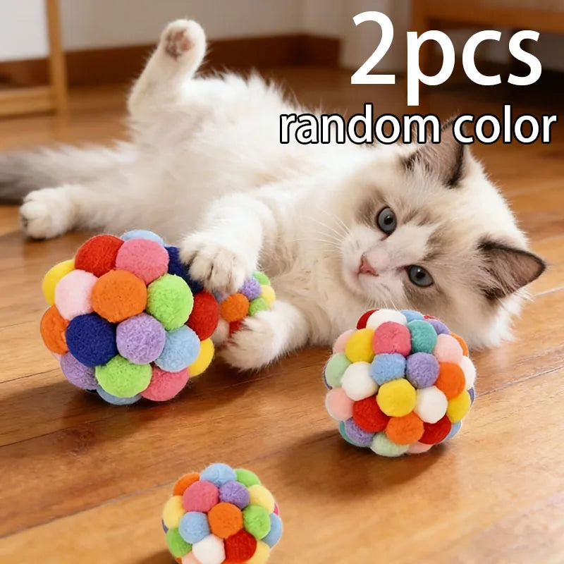 2 pieces/5 pieces cat ball toy elastic bell ball self-entertainment ball teaser for cats suitable for indoor cats and kittens chew toy random color