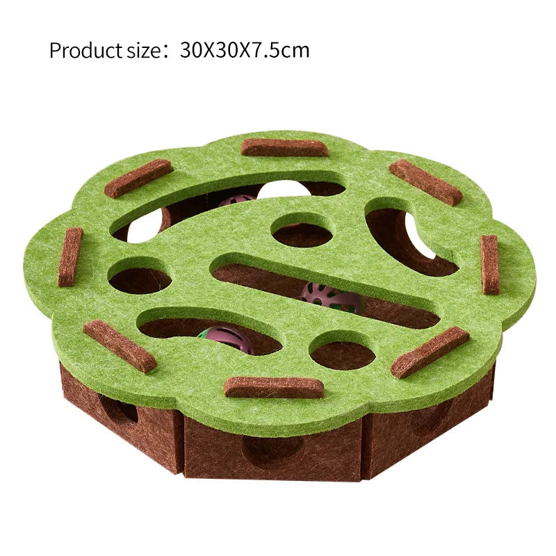 PurrMaze™ Interactive Cat Puzzle Box – Felt Maze, Tunnel & Bell Ball Toy