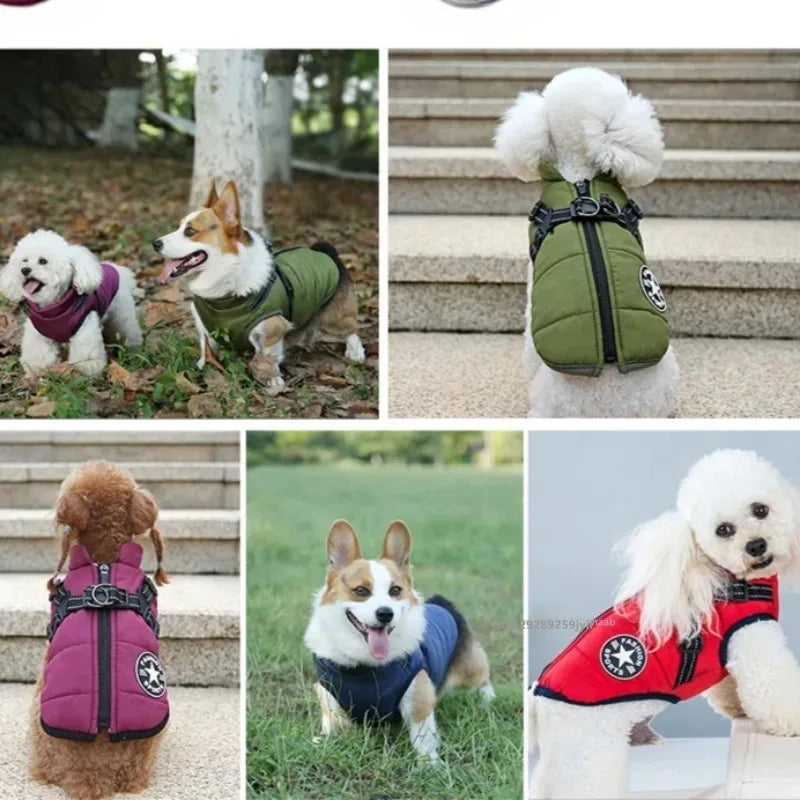 Waterproof Dog Coat with Harness – Warm Winter Vest for Small & Large Dogs
