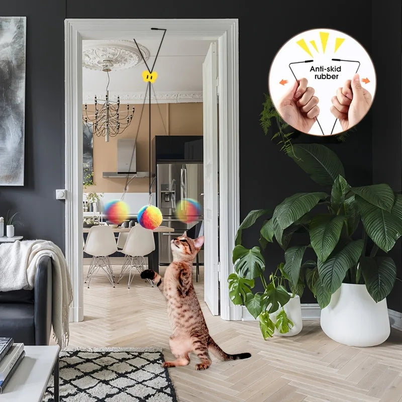 PurrPlay™ Colorful Hanging Cat Toy – Interactive Door Teaser & Self-Play Swing
