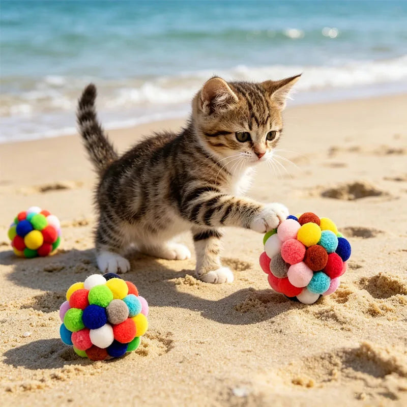 2 pieces/5 pieces cat ball toy elastic bell ball self-entertainment ball teaser for cats suitable for indoor cats and kittens chew toy random color