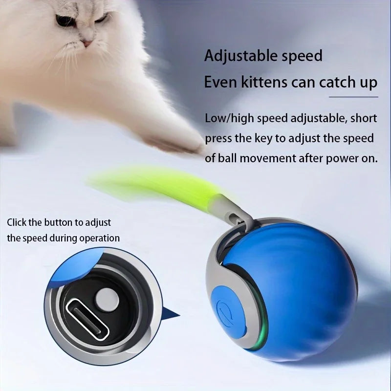 PurrRoll™ Smart Cat Ball – Automatic Interactive USB Rechargeable Toy