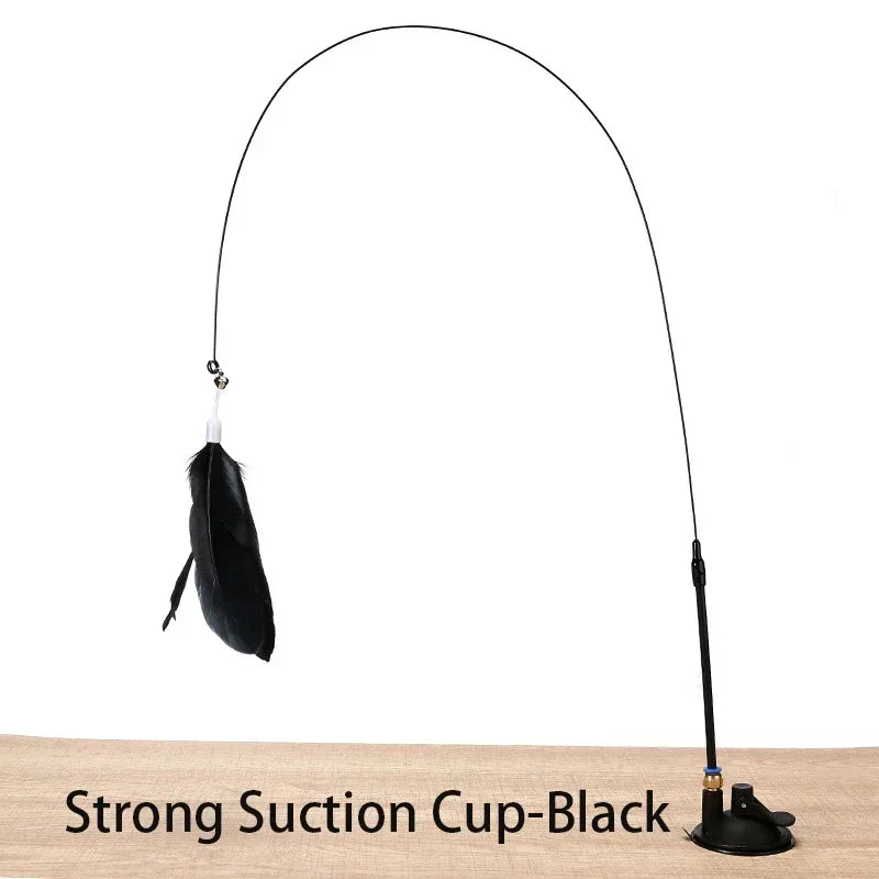 PurrStick™ Suction Cup Cat Teaser – Interactive Feather Wand & Bell Toy