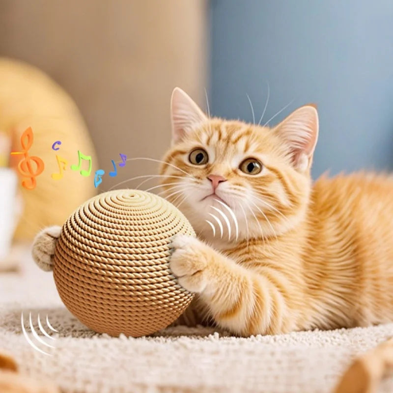 Large sisal cat ball, interactive self-entertaining scratching post, chew and teeth cleaning toy for kittens, indoor cats