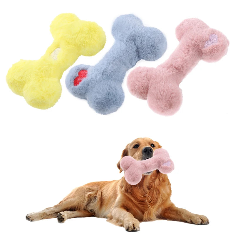 Cute love bone plush singing dog toy with BB called teeth grinding bite resistant interactive play pet supplies