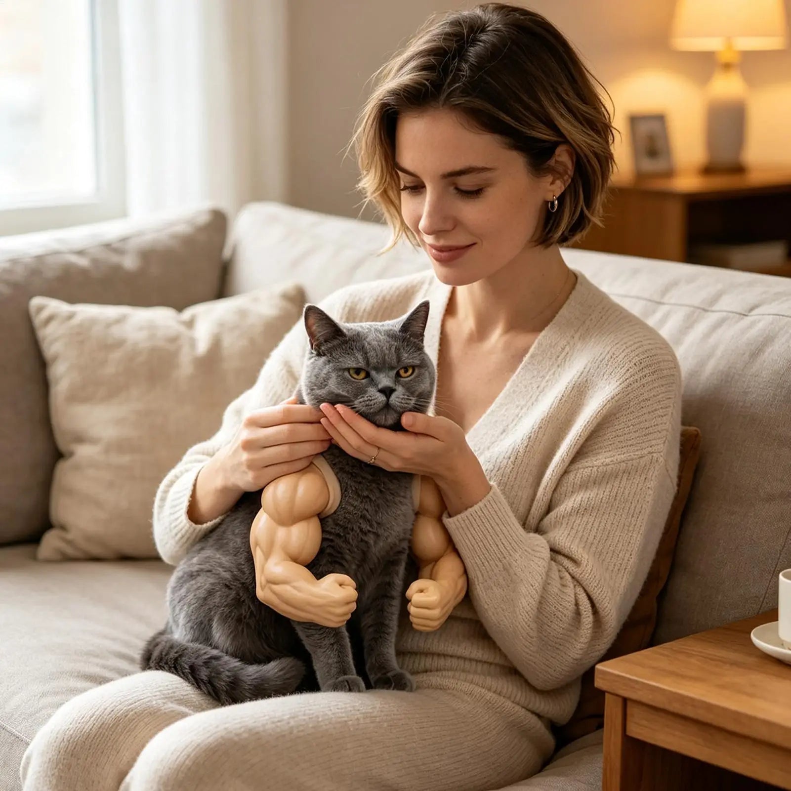 Funny Muscle Arm Cat Costume – 3D Printed Outfit for Holidays & Performances